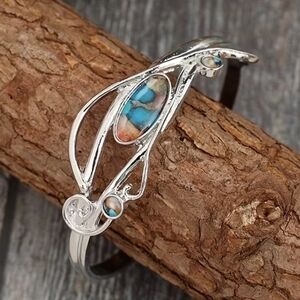 NEW! Sterling Silver Turquoise Accent Women's Bracelet - Blue Multi Stone